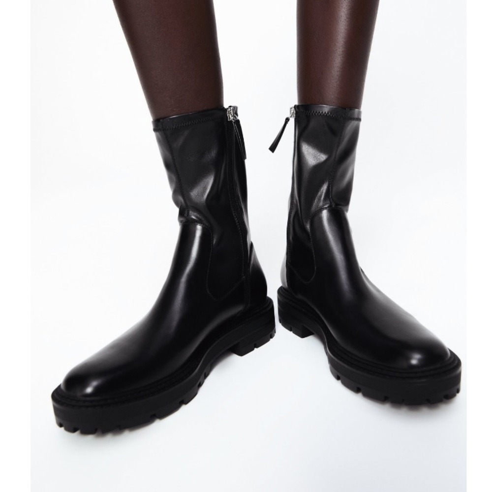 Zara Black Lug sole ankle boots